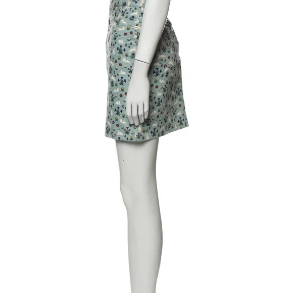 NWOT Gucci printed skirt denim xs 38 blue printed floral bunny coquette - Picture 2 of 9